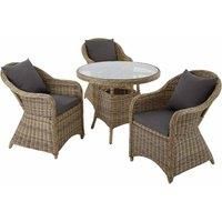 Tectake Rattan Garden Furniture Set Zurich With 3 Arm Chairs And Table Brown