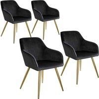 Set 4x Velvet-Look Chair Padded Combinable Ergonomic Kitchen Steel Feet Home New