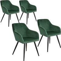 Velvet Accent Chair Set of 4 Black Legs | Small Modern Living Room Arm Occasion