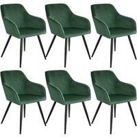 Velvet Accent Chair Set of 6 Black Legs | Small Modern Living Room Arm Occasion