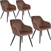 Velvet Accent Chair Set of 4 Black Legs | Small Modern Living Room Arm Occasion