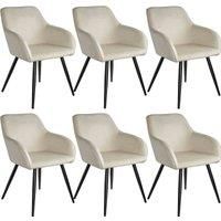 TecTake 6 Marilyn Velvet-look Chairs - Cream And Black