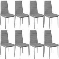 tectake 8 dining chairs synthetic leather - grey