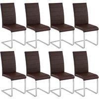 Cantilever Dining Chair Set of 8 | Seat Home Kitchen Faux Leather Fabric Table