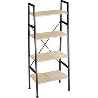 Standing Shelf | 4 Shelves Ladder Bookcase Wall Unit Oak Wooden Corner Storage