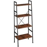 Slim Standing Shelf | 4 Shelves Ladder Bookcase Wall Unit Wooden Corner Storage
