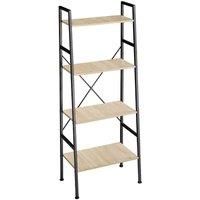 Slim Standing Shelf | 4 Shelves Ladder Bookcase Wall Unit Wooden Corner Storage