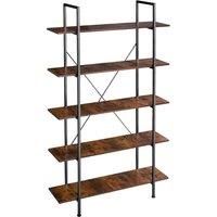 Slim Standing Shelf | 5 Shelves Ladder Bookcase Wall Unit Wooden Corner Storage