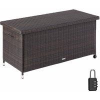 tectake Garden storage box Kiruna - Outdoor furniture cushion storage 121x56x60cm, 270l - brown