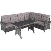 Tectake Garden rattan furniture set Catania - grey