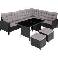 Tectake Garden Rattan Furniture Set Barletta - Black/Grey