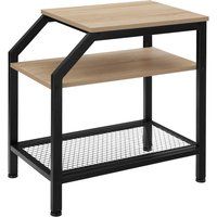 Side table out of wood and metal coffee table bedside 3 levels industrial black