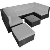 Garden corner sofa set in rattan | 7 seats, 1 table | Outdoor Dining Furniture
