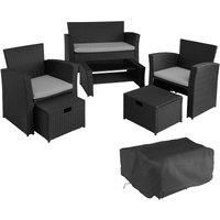 Tectake Modena 4-seater Rattan Garden Sofa Set - Black/Grey