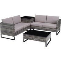 Rattan Garden Corner Sofa  5 Seat, 1 Table, 1 Storage Outdoor Furniture Wicker