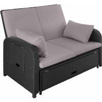 aluminum rattan sofa garden lounge poly rattan 2 seater crete light grey