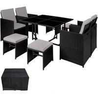 Tectake Bilbao Rattan Garden Furniture Set With Protective Cover - Black/Grey
