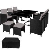 Poly Rattan Garden Furniture Set Dining Wicker Seater 6 Chairs 4 Stools Table