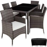 Garden dining set in rattan | 6 chairs, 1 table | Outdoor Patio Furniture