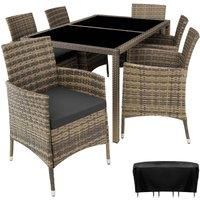 Garden dining set in rattan | 6 chairs, 1 table | Outdoor Patio Furniture