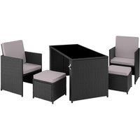 Compact rattan garden set | 2 chair, 2 stool, 1 table | Outdoor Patio Furniture