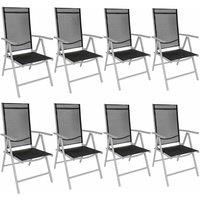 Tectake Folding Aluminium Garden Chairs Set Of 8 Silver