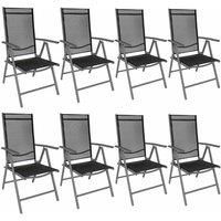 set of 8 foldable and stable aluminium garden chairs out of synthetic mesh