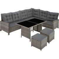 Tectake Garden rattan furniture set Barletta - mottled grey/grey