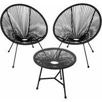 Set 2x Chairs Table 3 PCs Loungers Circular Relax Retro Steel Garden Outdoor New