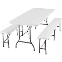 Tectake Dining Table And Bench Set - White