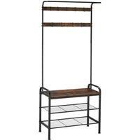 Tectake Coat & Shoe Rack 73 5X36X184Cm - Brown