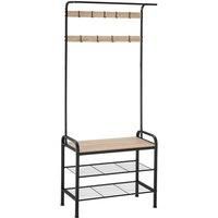 Tectake Coat & Shoe Rack 73 5X36X184Cm - Light Brown