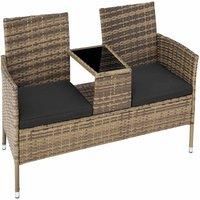 Tectake Garden Bench With Table Poly Rattan Brown