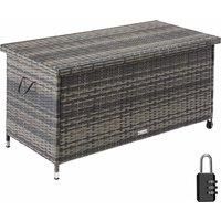 Tectake Garden Storage Box Kiruna - Outdoor Furniture Cushion Storage 120X55X61.5cm, 270L Grey