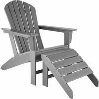 Tectake Garden chair with footstool in an Adirondack design - light grey