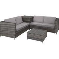 Garden corner furniture set | 2-Sofas 1-Table 1-Storage Box Garden Rattan Wicker