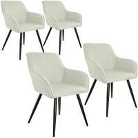 Tectake Accent Chair Marilyn With Armrests Set Of 4 - Cream
