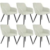 Tectake Accent Chair Marilyn With Armrests Set Of 6 - Cream