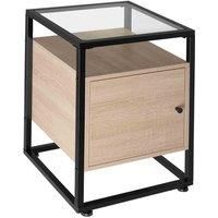 Tectake Nightstand Dudley With 3 Shelves Magnetic Door - Light Brown