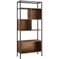 Tectake Free Standing Shelf Hastings 75X31X170 5Cm With 5 Tiers & 3 Storage Compartments - Brown