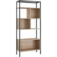 Tectake Free Standing Shelf Hastings 75X31X170 5Cm With 5 Tiers & 3 Storage Compartments - Light Brown