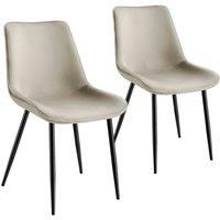 Tectake Velvet Accent Chair Monroe Set Of 2 - Cream