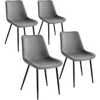 Tectake Velvet Accent Chair Monroe Set Of 4 - Grey