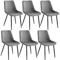 Tectake Velvet Accent Chair Monroe Set Of 6 - Grey, Grey