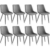 Tectake Velvet Accent Chair Monroe Set Of 8, Grey