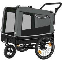 Tectake Dog Bike Trailer - Multifunctional, Foldable, Grey