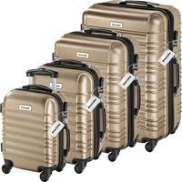 TecTake® Hard Shell Suitcase Set, Lightweight Suitcases with TSA Lock, Including Extra Large Suitcase, Large, Medium and Small, 360 Degree Wheels, Telescopic Handle and Luggage Scale - Champagne