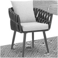 Garden Chair Outdoor Armchair Aluminium Frame Rope String Thick Cushions