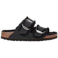 Birkenstock Unisex Arizona Big Buckle Shearling Oiled Leather Black Sandals 5 UK