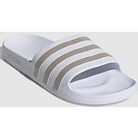 adidas Unisex Adult's Adilette Aqua Slide Sandal, Footwear White/Platin Metallic/Footwear White, 4